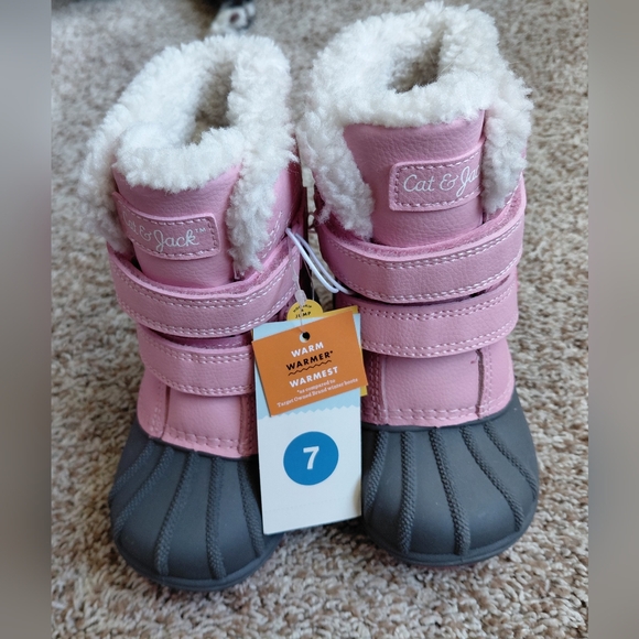 Pink Cat & Jack Toddler Girls Winter Boots Size 7 NWT - Picture 1 of 4
